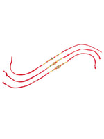 Thumbnail for NVR Men Set of 3 Red & Gold Floral Design Artificial Stones and Beads Thread Rakhi Combo