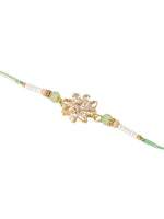 Thumbnail for NVR Set of 2 Green Artificial Stones Bhaiya Bhabhi Rakhi With Roli Chawal Chandan & Mishri