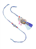 Thumbnail for NVR Set of 2 Blue Evil Eye & Peacock Design Artificial Beads Bhaiya Bhabhi Rakhi Combo