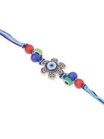 Thumbnail for NVR Set of 2 Blue Evil Eye & Peacock Design Artificial Beads Bhaiya Bhabhi Rakhi With Roli Chawal Chandan & Mishri