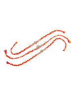 Thumbnail for NVR Men Set of 3 Red & Yellow Kundan Studded Floral Design Thread Rakhi Combo
