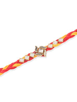 Thumbnail for NVR Men Set of 3 Red & Yellow Kundan Studded Floral Design Thread Rakhi with Roli Chawal Chandan & Mishri