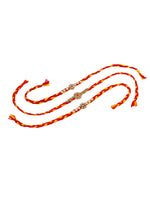 Thumbnail for NVR Men Set of 3 Red & Yellow Kundan Studded Floral Design Thread Rakhi Combo