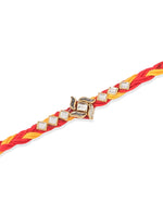 Thumbnail for NVR Men Set of 6 Red & Yellow Kundan Studded Floral Design Thread Rakhi Combo