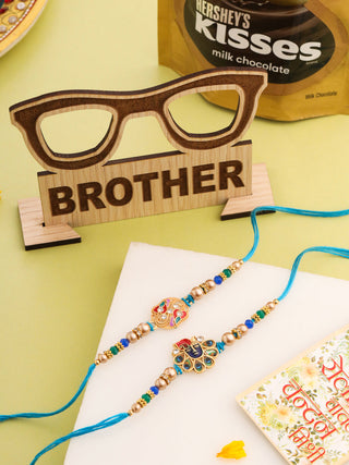 NVR Men Set of 2 Blue Artificial Stones & Beads Thread Rakhi, Combo for Rakshabandhan