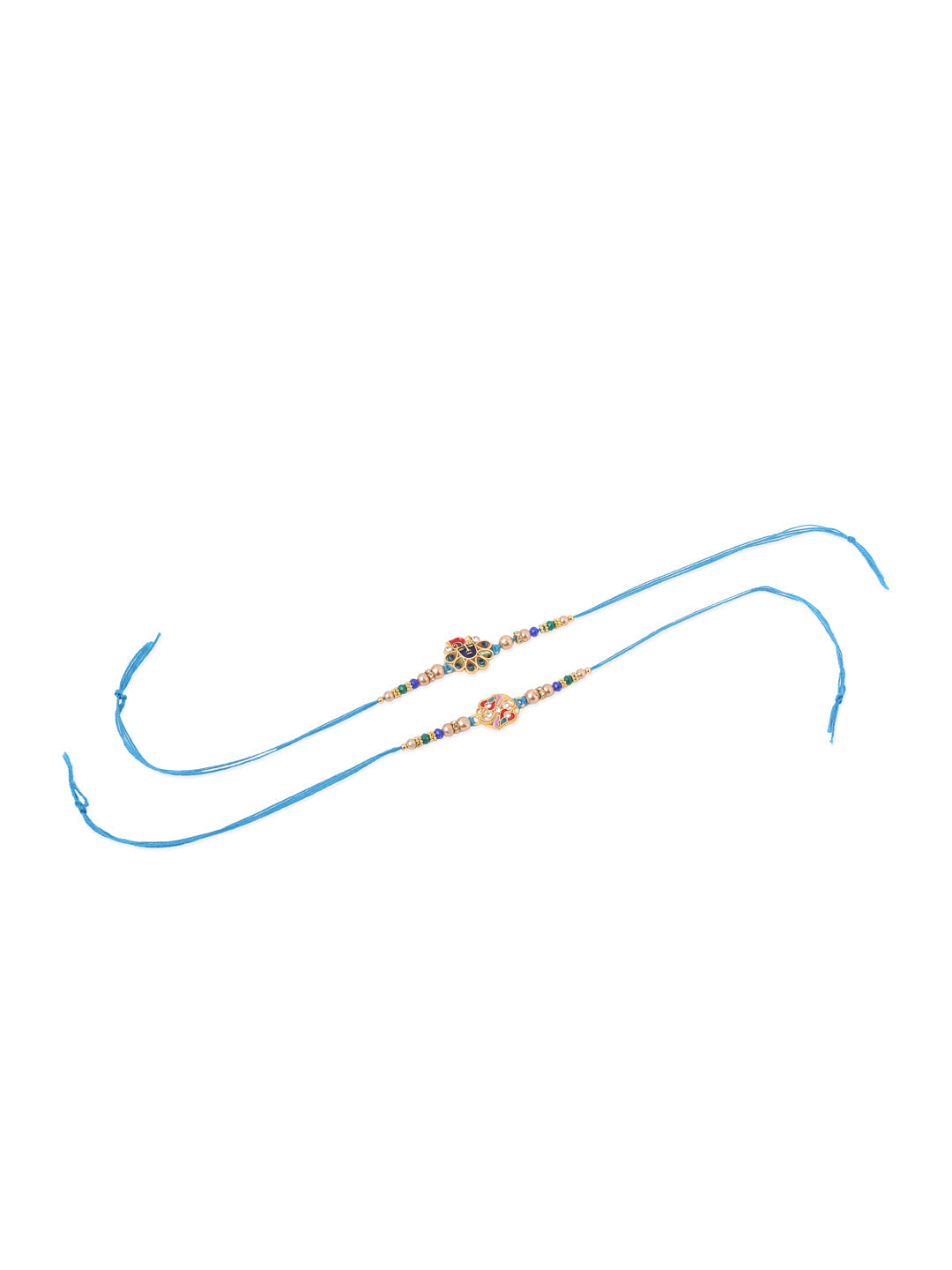 NVR Men Set of 2 Blue Artificial Stones & Beads Thread Rakhi, Combo for Rakshabandhan