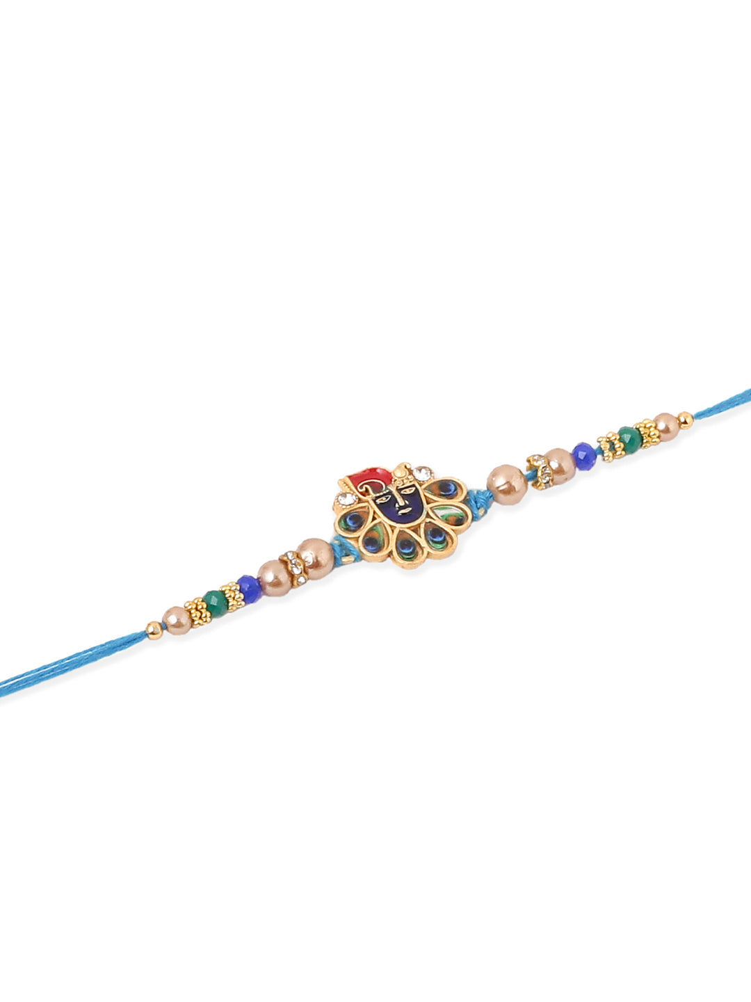 NVR Men Set of 2 Blue Artificial Stones & Beads Thread Rakhi, Combo for Rakshabandhan