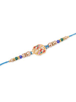 Thumbnail for NVR Men Set of 2 Blue Artificial Stones & Beads Thread Rakhi with Roli Chawal Chandan & Mishri