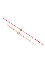 Thumbnail for NVR Set of 2 Gold Toned Artificial Stones & Beads Om Design Bhaiya Bhabhi Rakhi Combo