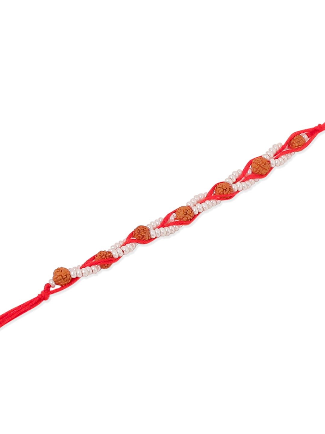 NVR Men Set of 2 Red Artificial Stones & Rudraksh Thread Rakhi, Combo for Rakshabandhan