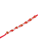 Thumbnail for NVR Men Set of 2 Red Artificial Stones & Rudraksh Thread Rakhi, Combo for Rakshabandhan