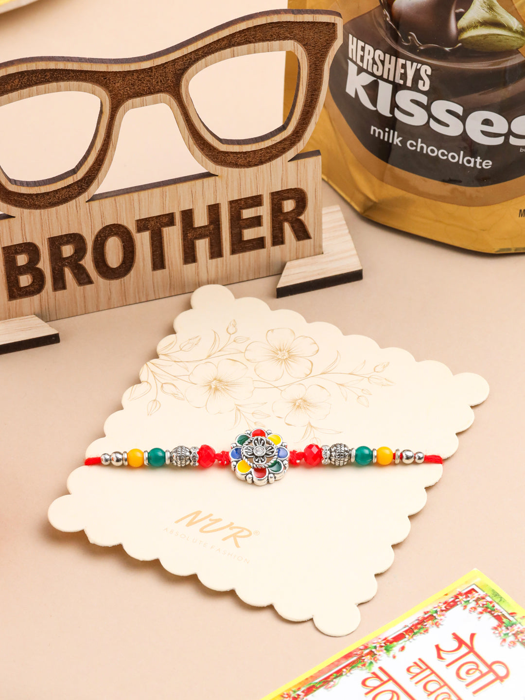 NVR Men Multicolor Artificial Stones & Beads Floral Design Thread Rakhi Combo - Distacart