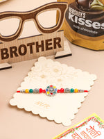 Thumbnail for NVR Men Multicolor Artificial Stones & Beads Floral Design Thread Rakhi Combo - Distacart