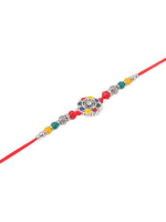 Thumbnail for NVR Men Multicolor Artificial Stones & Beads Floral Design Thread Rakhi with Roli Chawal Chandan & Mishri - Distacart
