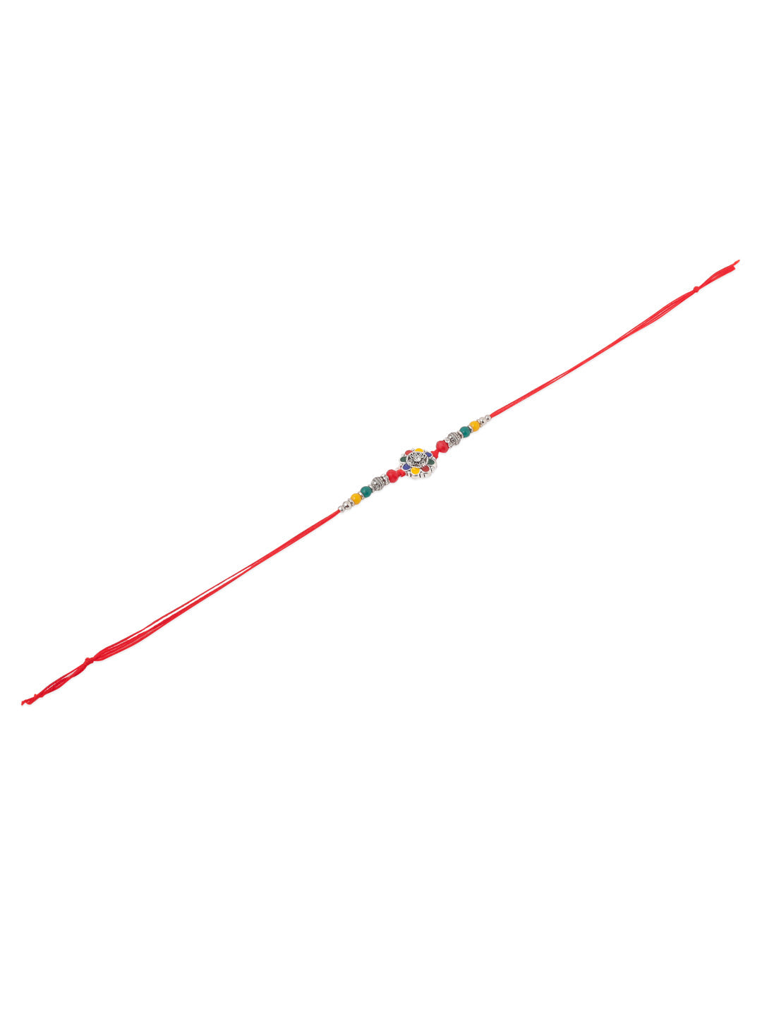 NVR Men Multicolor Artificial Stones & Beads Floral Design Thread Rakhi with Roli Chawal Chandan & Mishri - Distacart