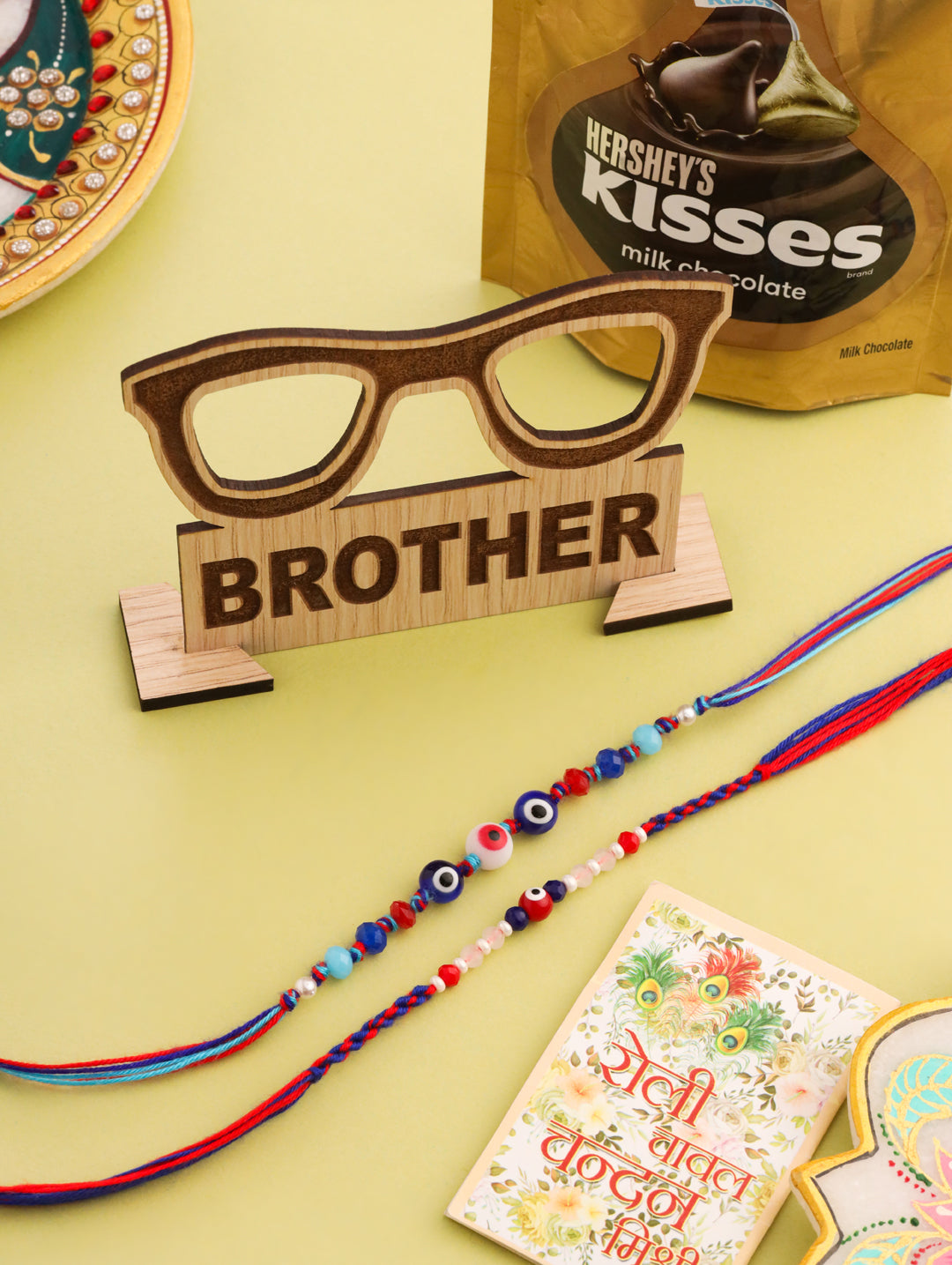 NVR Men Multicolor Evil Eye Artificial Beads Thread Rakhi, Combo for Rakshabandhan - Distacart