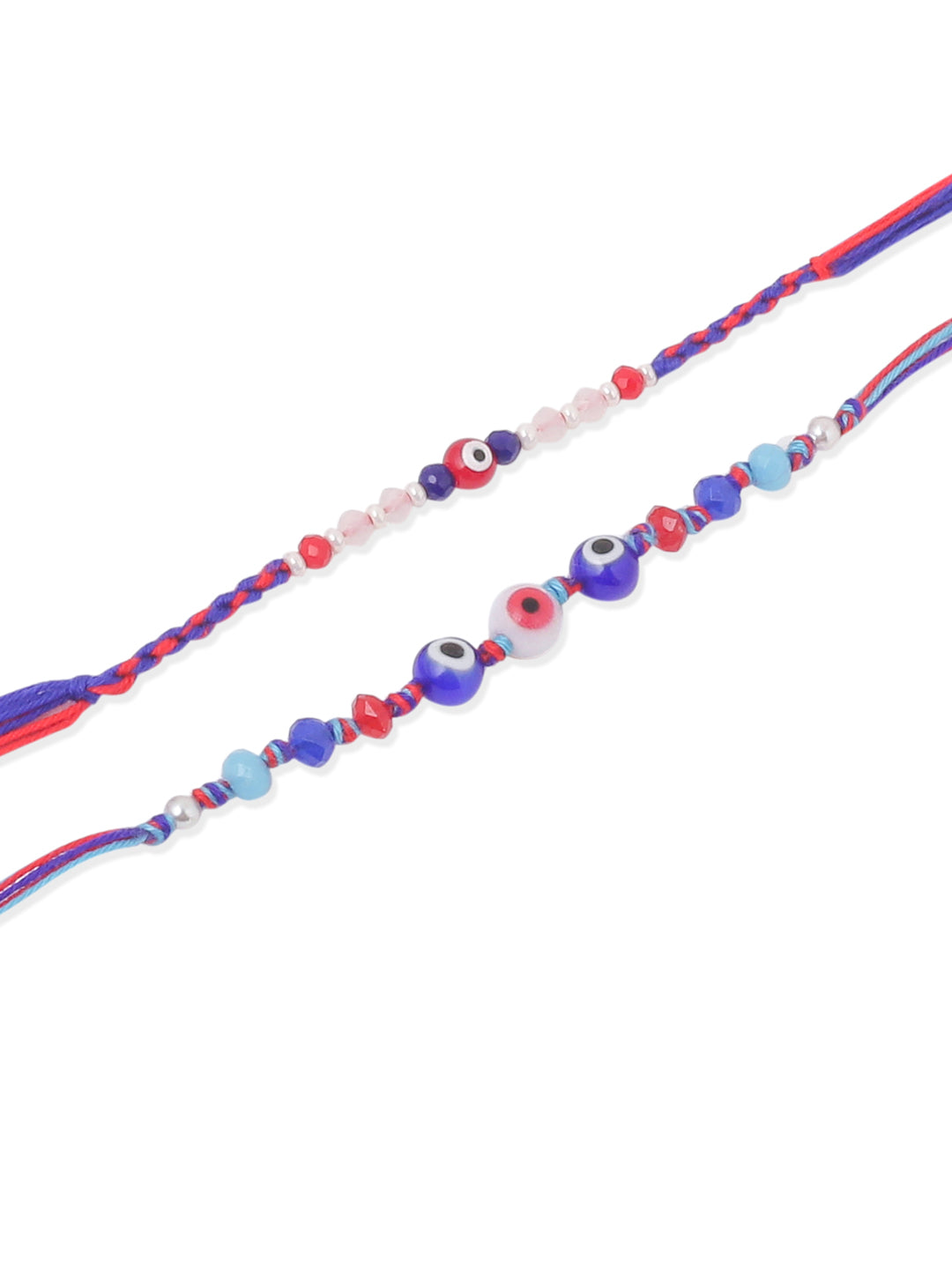 NVR Men Multicolor Evil Eye Artificial Beads Thread Rakhi with Roli Chawal Chandan & Mishri - Distacart