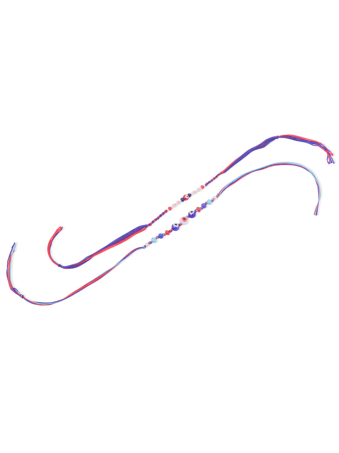 NVR Men Multicolor Evil Eye Artificial Beads Thread Rakhi with Roli Chawal Chandan & Mishri