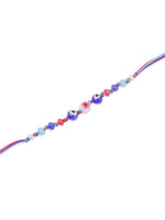 Thumbnail for NVR Men Multicolor Evil Eye Artificial Beads Thread Rakhi with Roli Chawal Chandan & Mishri