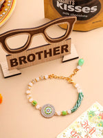 Thumbnail for NVR Women Green Artificial Stones & Beads Floral Wraparound Rakhi, Combo for Rakshabandhan