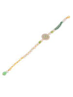 Thumbnail for NVR Women Green Artificial Stones & Beads Floral Wraparound Rakhi with Roli Chawal Chandan & Mishri