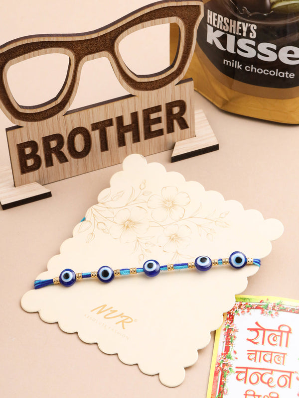 NVR Men's Blue Evil Eye Thread Rakhi, Combo for Rakshabandhan