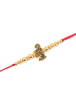 Thumbnail for NVR Men Set of 3 Gold Toned Designer Ganesh Ji Thread Rakhi with Roli Chawal Chandan & Mishri