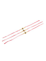 Thumbnail for NVR Men Set of 3 Gold Toned Designer Ganesh Ji Thread Rakhi with Roli Chawal Chandan & Mishri