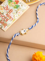 Thumbnail for NVR Men Blue Evil Eye Thread Rakhi with Roli Chawal Chandan & Mishri
