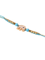 Thumbnail for NVR Set of 2 Blue Artificial Stones & Beads Floral Bhaiya Bhabhi Rakhi Combo