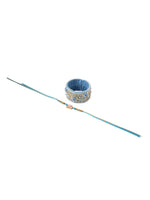 Thumbnail for NVR Set of 2 Blue Artificial Stones & Beads Floral Bhaiya Bhabhi Rakhi with Roli Chawal Chandan & Mishri