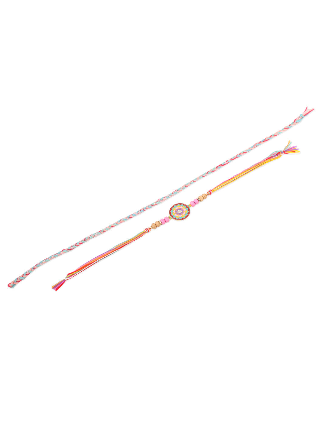 NVR Men Set of 2 Multicolor Artificial Stones & Beads Thread Rakhi Combo