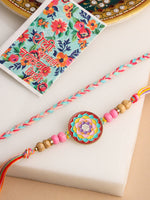 Thumbnail for NVR Men Set of 2 Multicolor Artificial Stones & Beads Thread Rakhi with Roli Chawal Chandan & Mishri