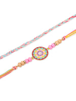 Thumbnail for NVR Men Set of 2 Multicolor Artificial Stones & Beads Thread Rakhi with Roli Chawal Chandan & Mishri
