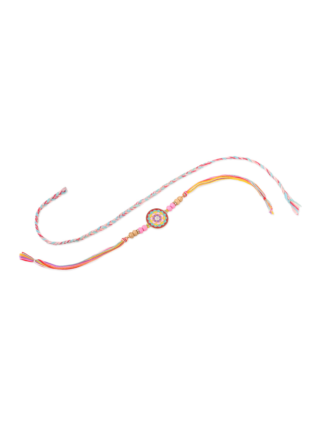 NVR Men Set of 2 Multicolor Artificial Stones & Beads Thread Rakhi with Roli Chawal Chandan & Mishri