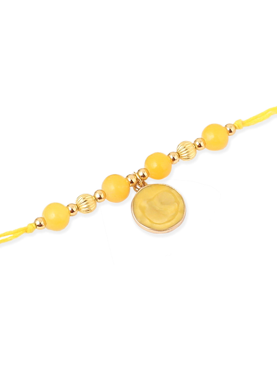 NVR Men Set of 3 Multicolor Artificial Beads Thread Rakhi with Roli Chawal Chandan & Mishri