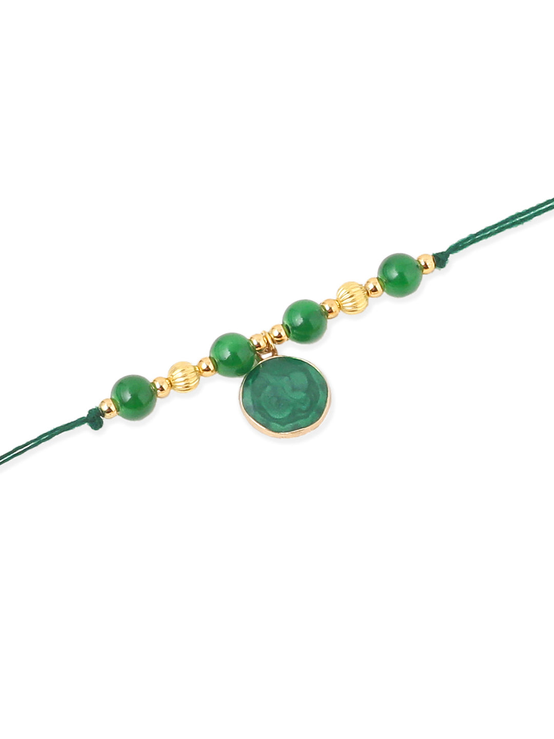 NVR Men Set of 3 Multicolor Artificial Beads Thread Rakhi with Roli Chawal Chandan & Mishri