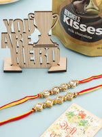 Thumbnail for NVR Men's Set of 2 Multicolor Kundan Studded Thread Rakhi, Combo for Rakshabandhan - Distacart