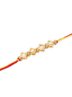Thumbnail for NVR Men Set of 2 Multicolor Kundan Studded Thread Rakhi with Roli Chawal Chandan & Mishri