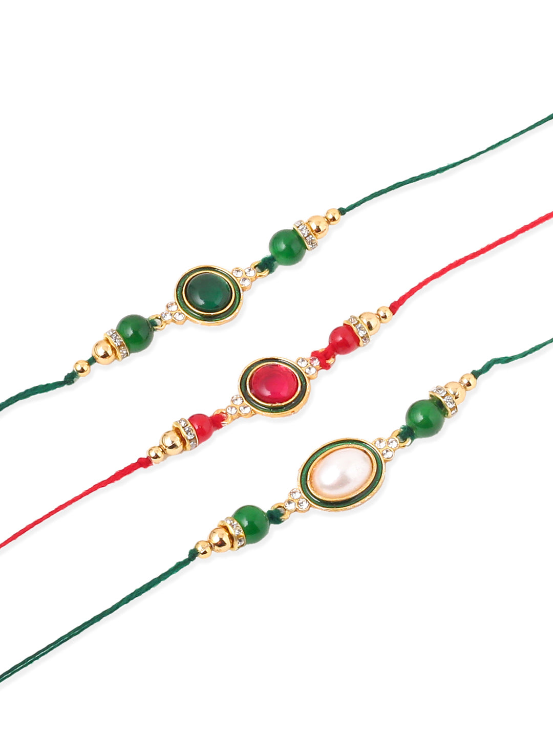 NVR Men Set of 3 Multicolor Artificial Beads & Pearls Thread Rakhi Combo - Distacart