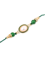 Thumbnail for NVR Men Set of 3 Multicolor Artificial Beads & Pearls Thread Rakhi with Roli Chawal Chandan & Mishri