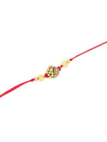 Thumbnail for NVR Men Set of 3 Gold Toned Thread Rakhi with Roli Chawal Chandan & Mishri