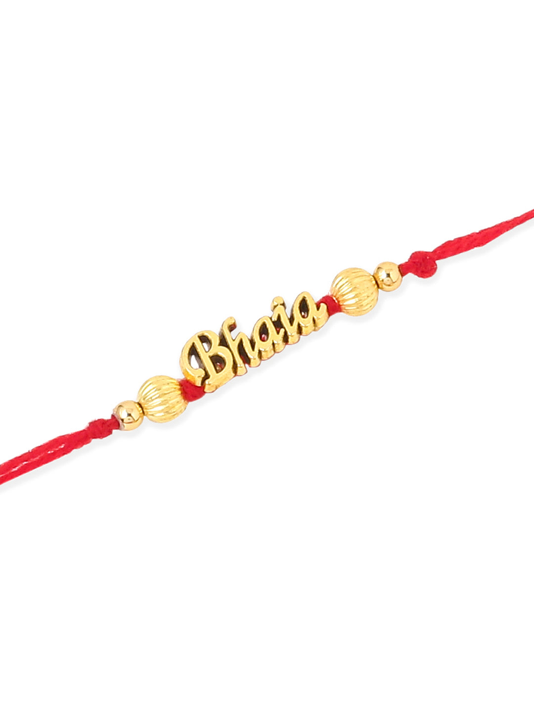 NVR Men Set of 3 Gold Toned Thread Rakhi with Roli Chawal Chandan & Mishri - Distacart