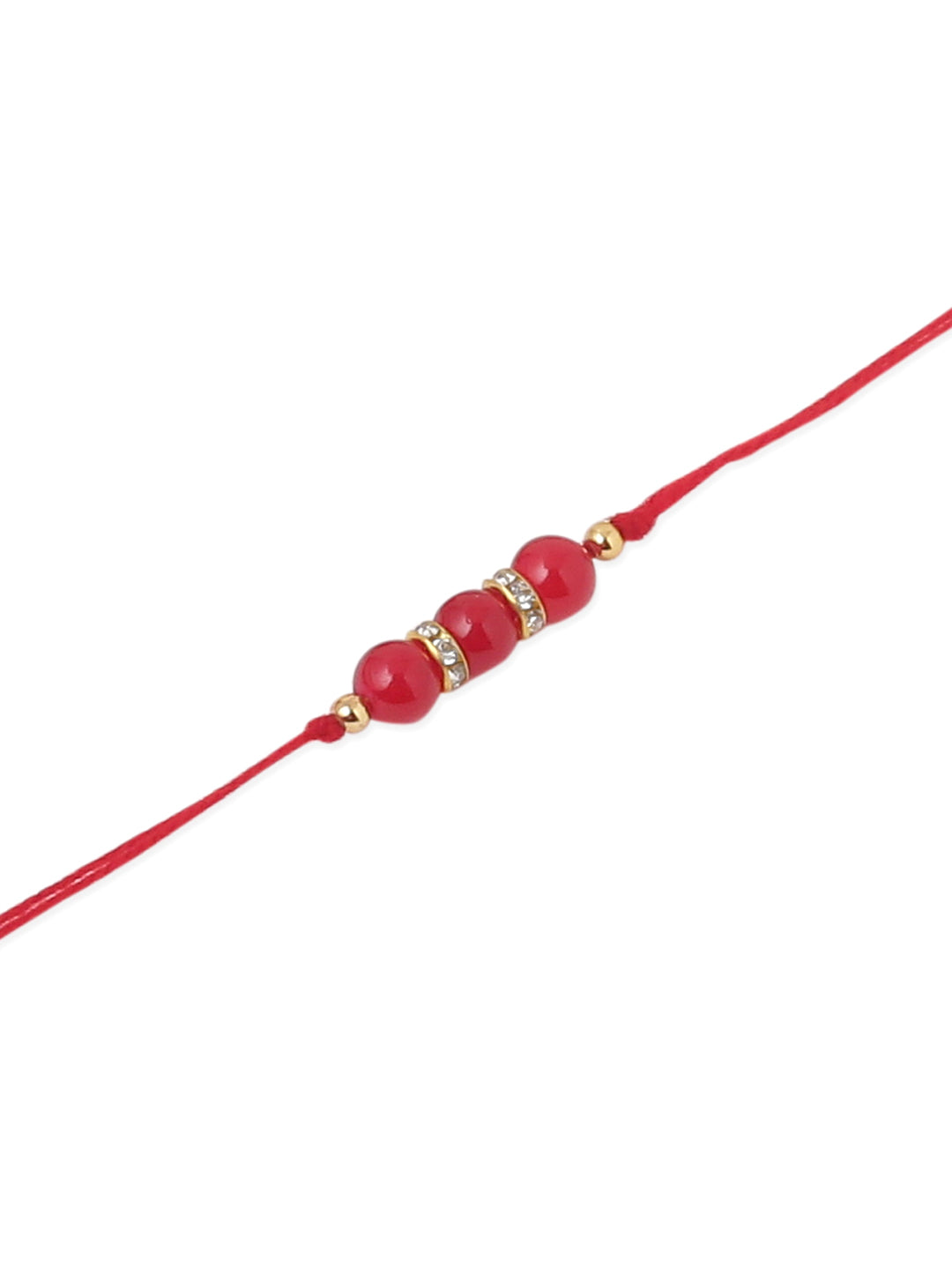 NVR Men Set of 3 Red Artificial Beads & Pearls Thread Rakhi, Combo for Rakshabandhan
