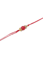 Thumbnail for NVR Men Set of 3 Red Artificial Beads & Pearls Thread Rakhi with Roli Chawal Chandan & Mishri
