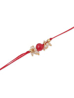 Thumbnail for NVR Men Set of 3 Red Artificial Beads & Pearls Thread Rakhi with Roli Chawal Chandan & Mishri
