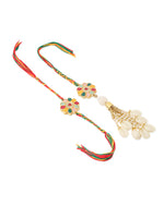 Thumbnail for NVR Set of 2 Artificial Beads & Sea Shell Floral Design Bhaiya Bhabhi Rakhi Combo