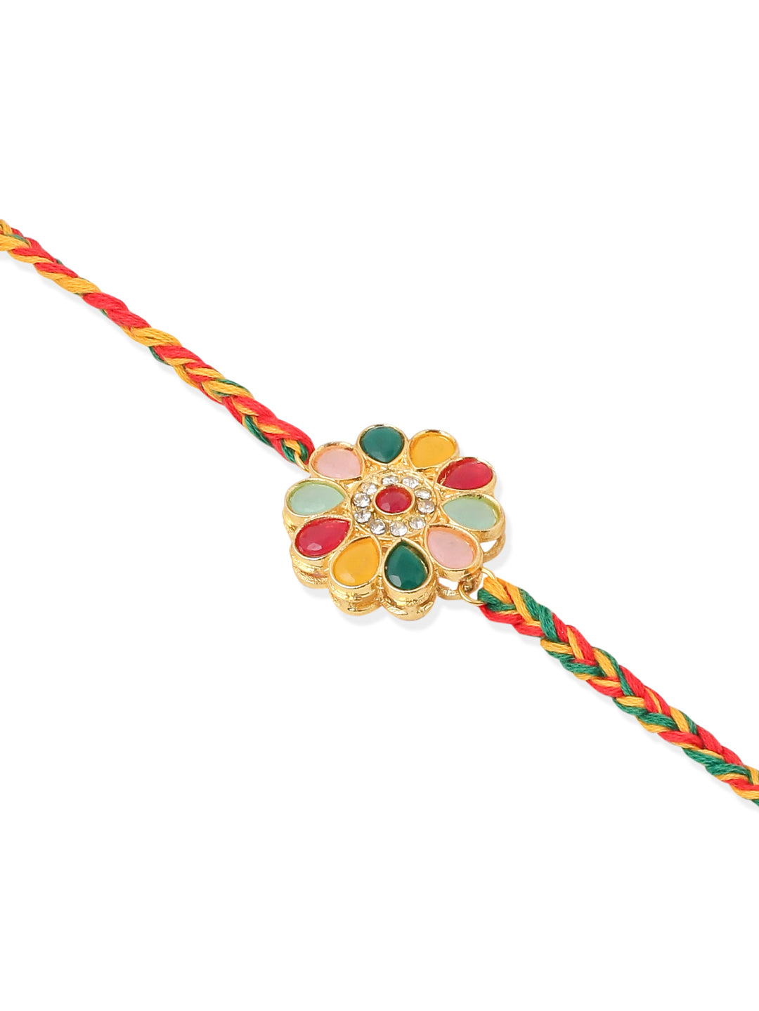 NVR Set of 2 Artificial Beads & Sea Shell Floral Design Bhaiya Bhabhi Rakhi Combo