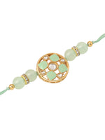 Thumbnail for NVR Men Set of 2 Artificial Stones & Beads Floral Design Thread Rakhi with Roli Chawal Chandan & Mishri