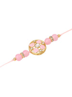 Thumbnail for NVR Men Set of 2 Artificial Stones & Beads Floral Design Thread Rakhi with Roli Chawal Chandan & Mishri